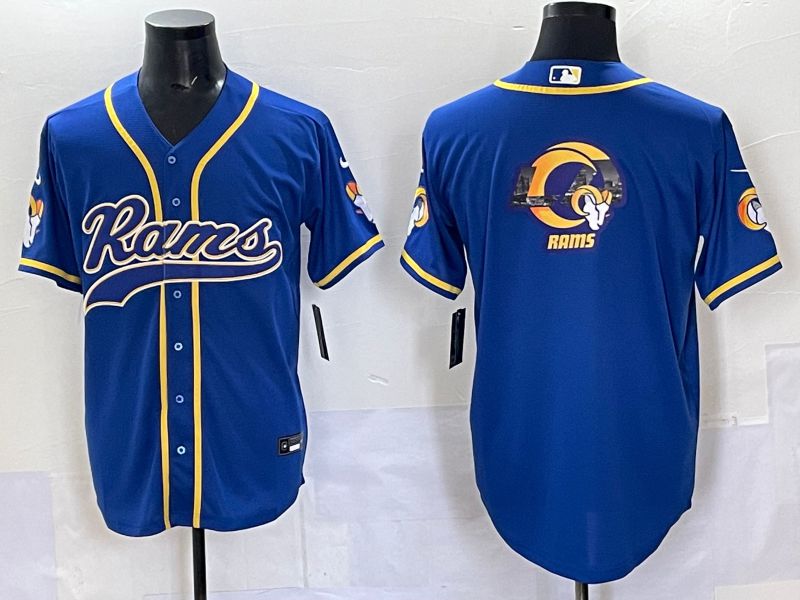 Men 2025 Los Angeles Rams Blank Blue Second generation joint name Nike Limited NFL Jersey style 03->los angeles rams->NFL Jersey
